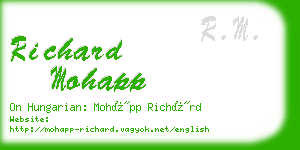 richard mohapp business card